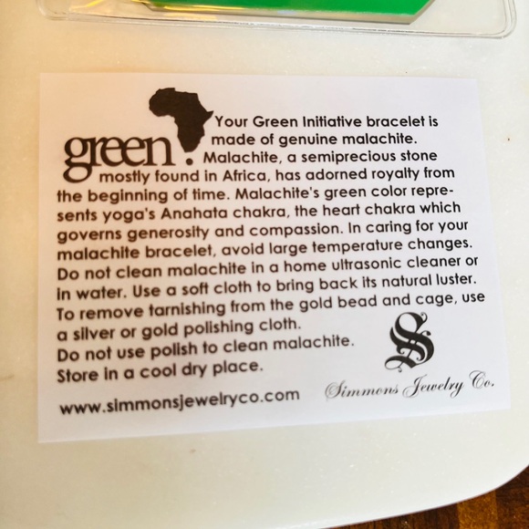 Simmons Jewelry Genuine Rough Diamond & Malachite Green Bracelet w/Gold Accent - Picture 6 of 8